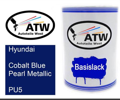 Hyundai, Cobalt Blue Pearl Metallic, PU5: 500ml Lackdose, von ATW Autoteile West.